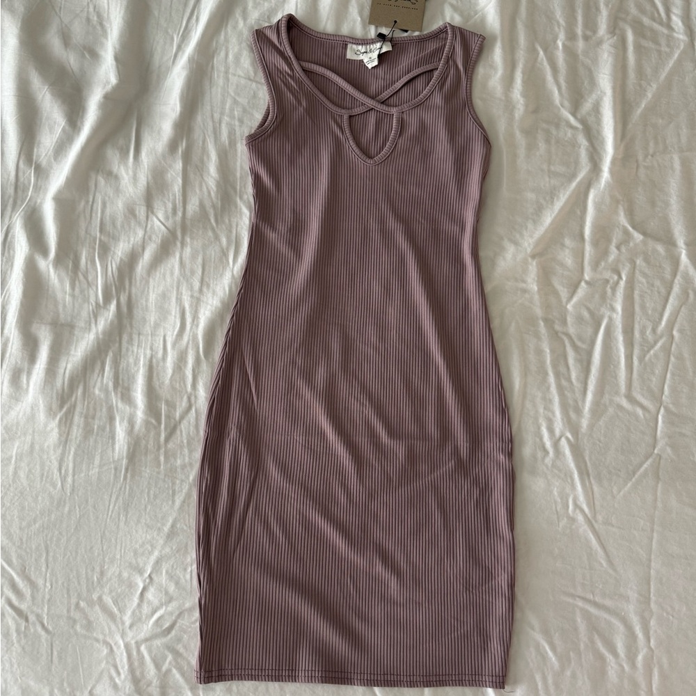 Lavender Rib Knit Bodycon Mini Dress